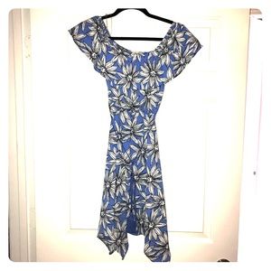 Blue floral asymmetrical dress